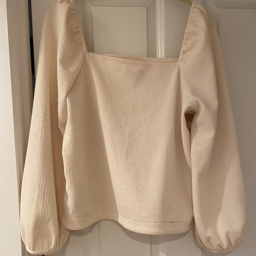 Madewell Crepe Squareneck Puff Sleeve Top - M
